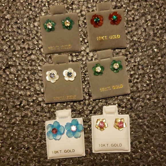 Genuine Gem and 10k gold Flower Jacket Earrings - Picture 1 of 4